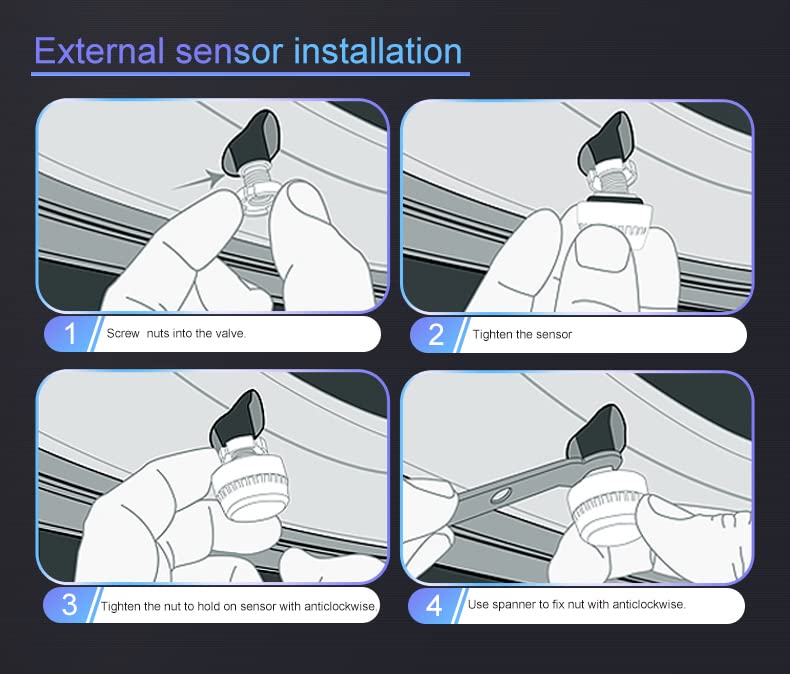 Step-by-step guide for external sensor installation on a tire valve