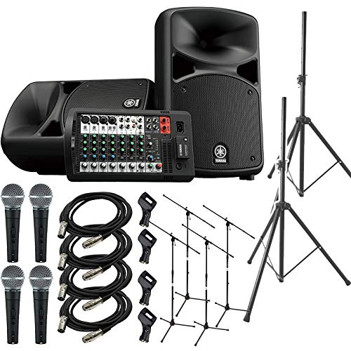 STAGEPAS600BT �o���h���K�E�~�j���C�u�p�X�s�[�J�[�Z�b�g �ySHURE �}�C�N4�{ �E �K�{�A�N�Z�T���[�ꎮ�t��PA�V�X�e���z ���}�n