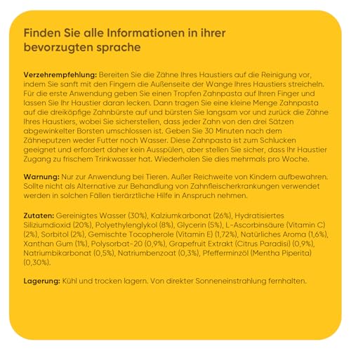 animigo 2X Hundezahnpasta (je 100g), 1x dreiköpfige Hundezahnbürste & 1x Fingerzahnbürste - Gegen Plaque & Zahnstein - Ohne Zuckerzusatz, künstliche Farbstoffe & Aromen - Ohne Fluorid oder Xylitol