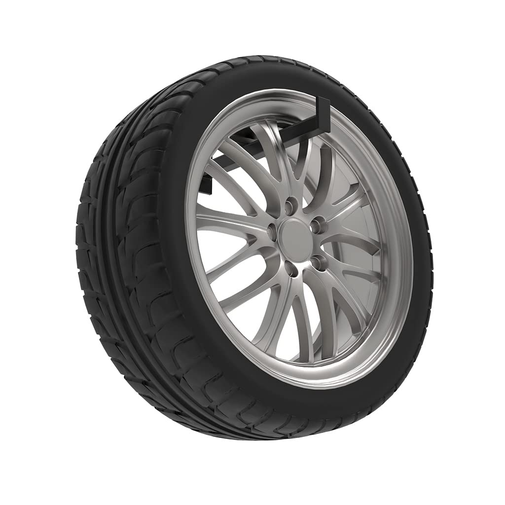 Reifenhalter Wandhalterung für 4 Felgen 30 cm Edelstahl Schwarz | Für Autoreifen, inkl. Schrauben und Dübel, für Garage und Keller, platzsparend und robust