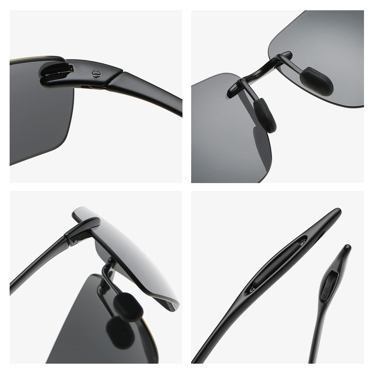 Vepiant Rimless Polarized Sports Sunglasses for Men Women Driving Running Fishing Golf 100% UV Blocking Glasses Mirror Lens Shades (Silver) - Image 2