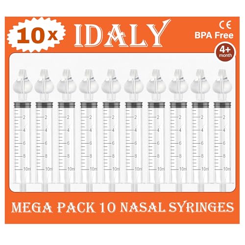 MEGA PACK 10 Jeringa Lavado Nasal Bebe – Jeringuilla Lavado Nasal Bebe – Reutilizable Irrigador Nasal Saca Mocos Para Bebes – Limpiador Aspirador Nasal.