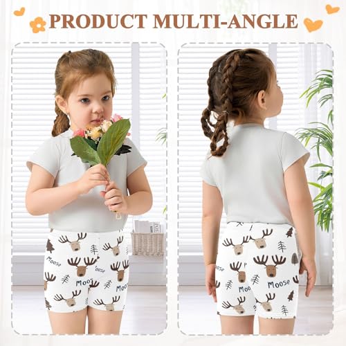 Cute Night Moose Girls Shorts Elastic Waist Sports Shorts Girls Leggings Pants for 4-10 Years4