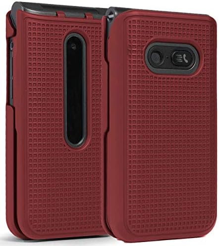 Case for LG Classic Flip, Nakedcellphone [Metallic Red] Protective Snap-On Hard Shell Cover [Grid Texture] for LG Classic Flip Phone L125DL