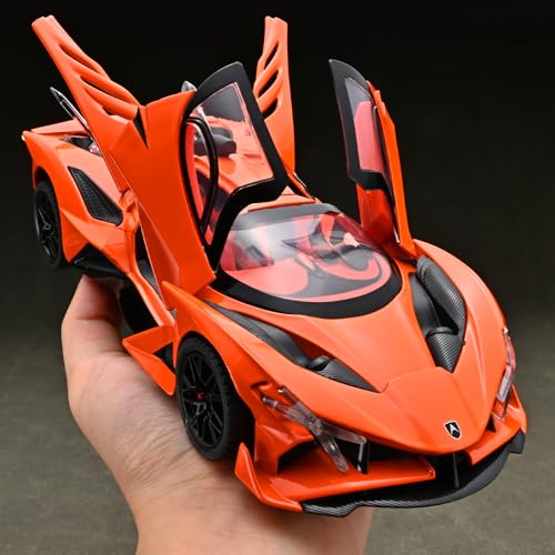 RZAPE Auto de metal a escala 1:24 con luces y sonidos miniatura 6