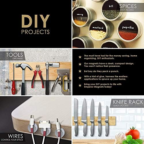 Image of DIYMAG 200PCS Refrigerator Magnets Premium Brushed Nickel Fridge, Office Magnets, Silver, 6X3 mm