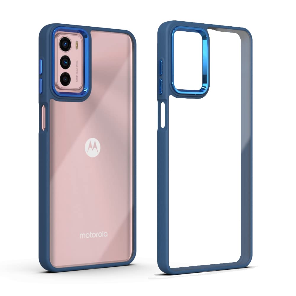 DESSEN Trasparente Cover per Motorola Moto G42, Custodia Protettiva per Antiurto Bumper, Moda Guscio Protettiva in Silicone con Galvanica Colorata. Blu navy