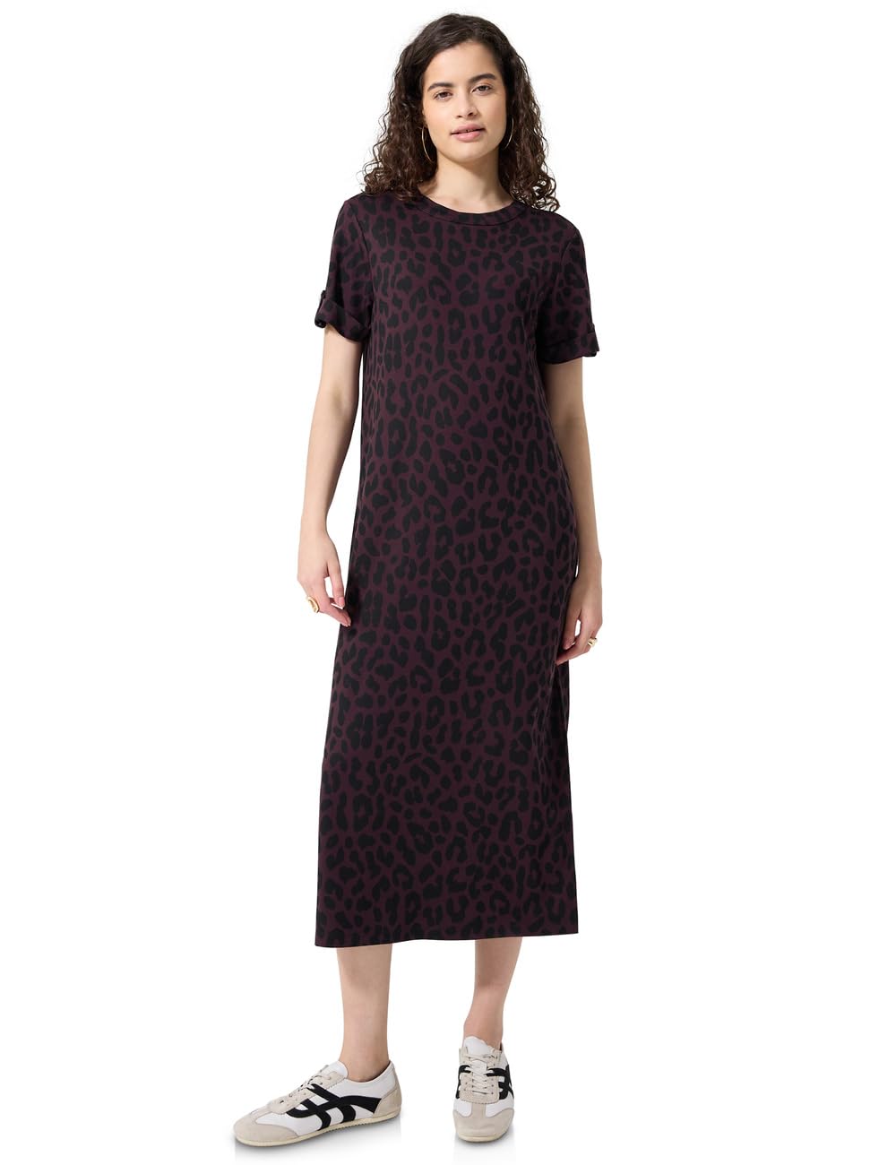 Street One Studio Midi Dress with Crew Neck and Leo Pattern Very Berry 38