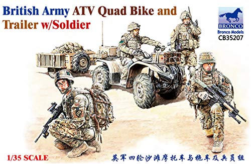 ブロンコモデル 1/35 イギリス陸軍 ATVクアッドバイク + トレーラー&イギリス陸軍兵士 4体セット プラモデル CB35207