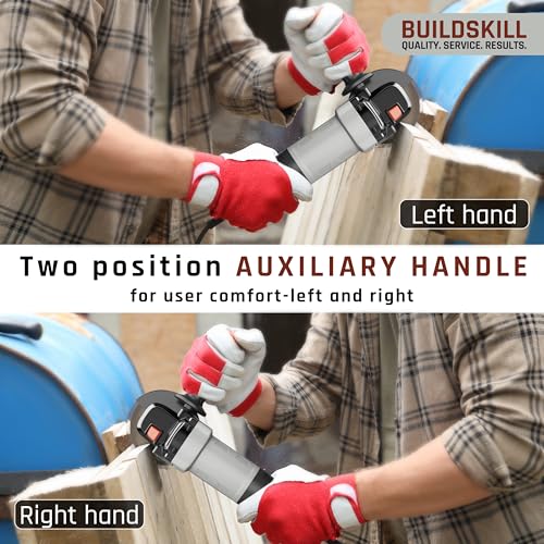 Image of BUILDSKILL 850W Angle Grinder Machine | 100MM | M10 | Spindle Lock | 11000 RPM Speed | Copper Motor | Two Position Detachable Handle | Compact & Lightweight Grinding Machine (6 Months Warranty)