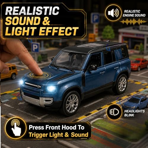 Image of GRAPHENE 1:36 Scale Die Cast SUV Pull Back Toy Car for Kids Boys Girls 2+yrs Metal Miniature Model Openable Doors Light Engine Sound Friction Toy Vehicle Realistic Design Premium Collectible Toy Cars