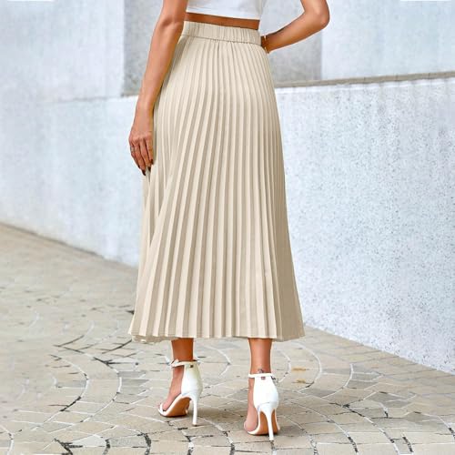Women High Waisted A Line Maxi Pleated Skirts Office Work Elegant Basic Long Skirts Lightweight Solid Flowy Skirt4