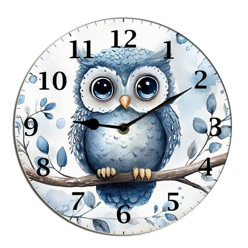 Horienteeon Horloge murale mignonne en forme de hibou drôle d'animaux pour cuisine, salon, horloge décorative silencieuse sans tic-tac, horloge décorative...