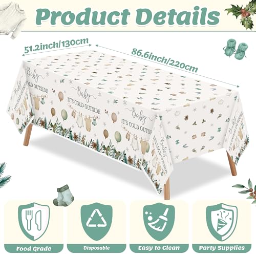 Image of Plastic Disposable Table Cover - 3 Pcs Winter Sweater Balloon Disposable Plastic Rectangle Table Cloth Baby Shower Birthday School Party Favors Classroom Decoration Supplies Games Activities