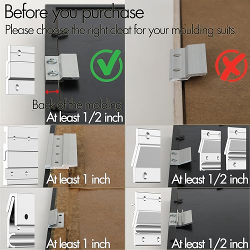 Image of Z Clip Hanger 4 inch - French Cleat Picture Hanger - Aluminum Z Bar Hanger Flush Wall Mount Kit - Mounting Brackets for Hanging Mirror, Photo, Canvas, Art, Frame, Speaker - 40lb - 3 Pack