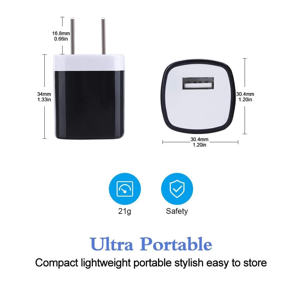 Wall Charger Cube, USB Plugs 10Pack, HOOTEK 1A/5V Single Port USB Charger Wall Plug Fast Charging Block Cube Box Adapter for iPhone 15/14/13/12 Pro Max/11/XS/XR/X/8 Plus/SE,Samsung Galaxy,LG,HTC,Moto