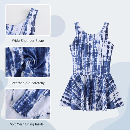 Image of Aisyee Girls One Piece Swimsuits Swim Dress for Girls Skirted Bathing Suit Hawaiian Skirt Swimwear 3-16 Years