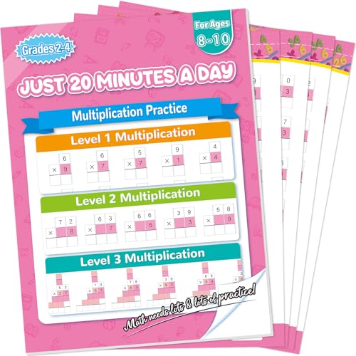 Image of Single&Double Digit Multiplication Math Problem Workbook for 2nd Grade 3rd Grade 4th, Multiplication Practice Worksheets One Page A Day Math for Ages 7-10, Math Repetition Exercise Daily, 56 Pages