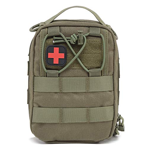 Azarxis First Aid Pouch, Tactical MOLLE Rip-Away EMT 1000D Nylon Medical IFAK Utility Bag Emergency Survival Gear for Hiking Camping Trekking Hunting Outdoor Activities (Army Green)