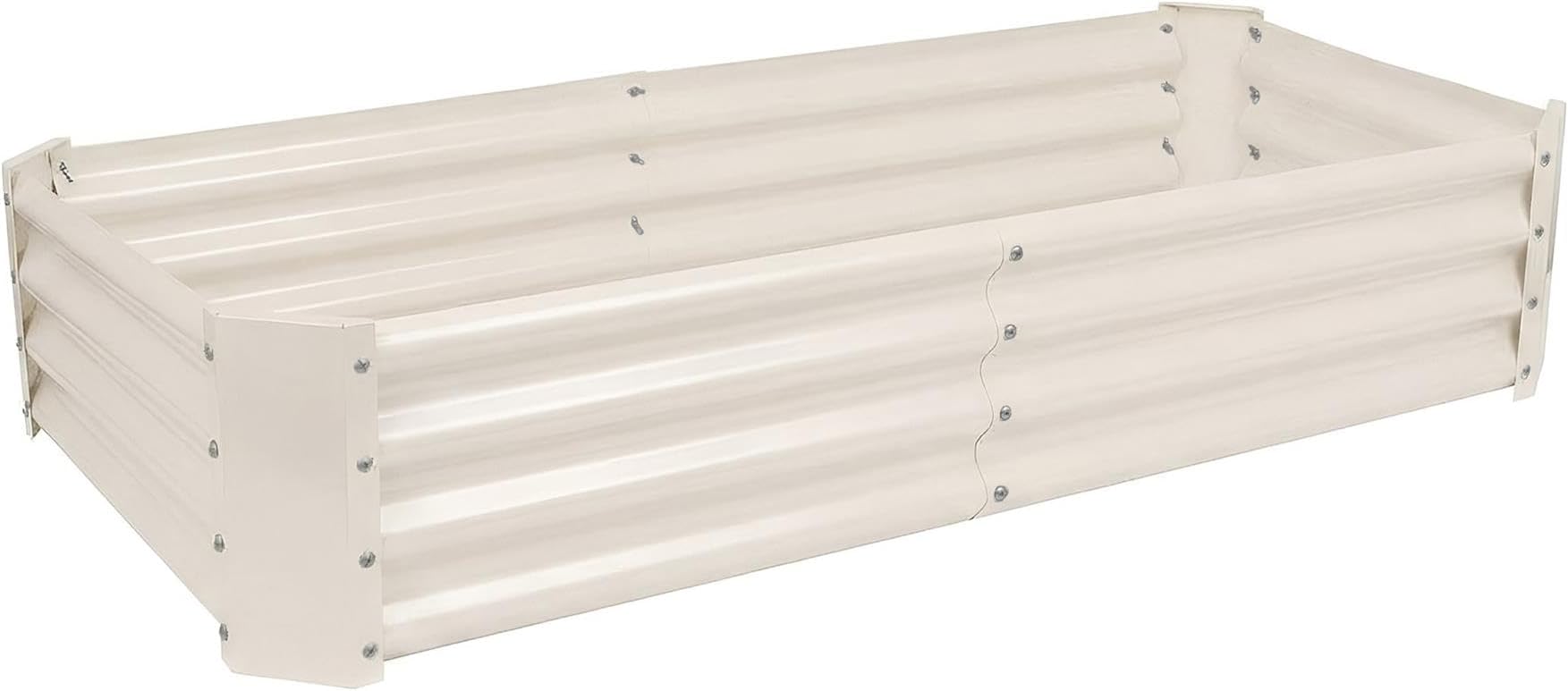 Harbour Housewares Raised Garden Bed - Ivory - 180 x 90cm - Rectangle - Bottomless Metal Raised Bed Galvanised Steel Planter Box for Growing Outdoor Plants, Vegetables, Flowers and Herbs