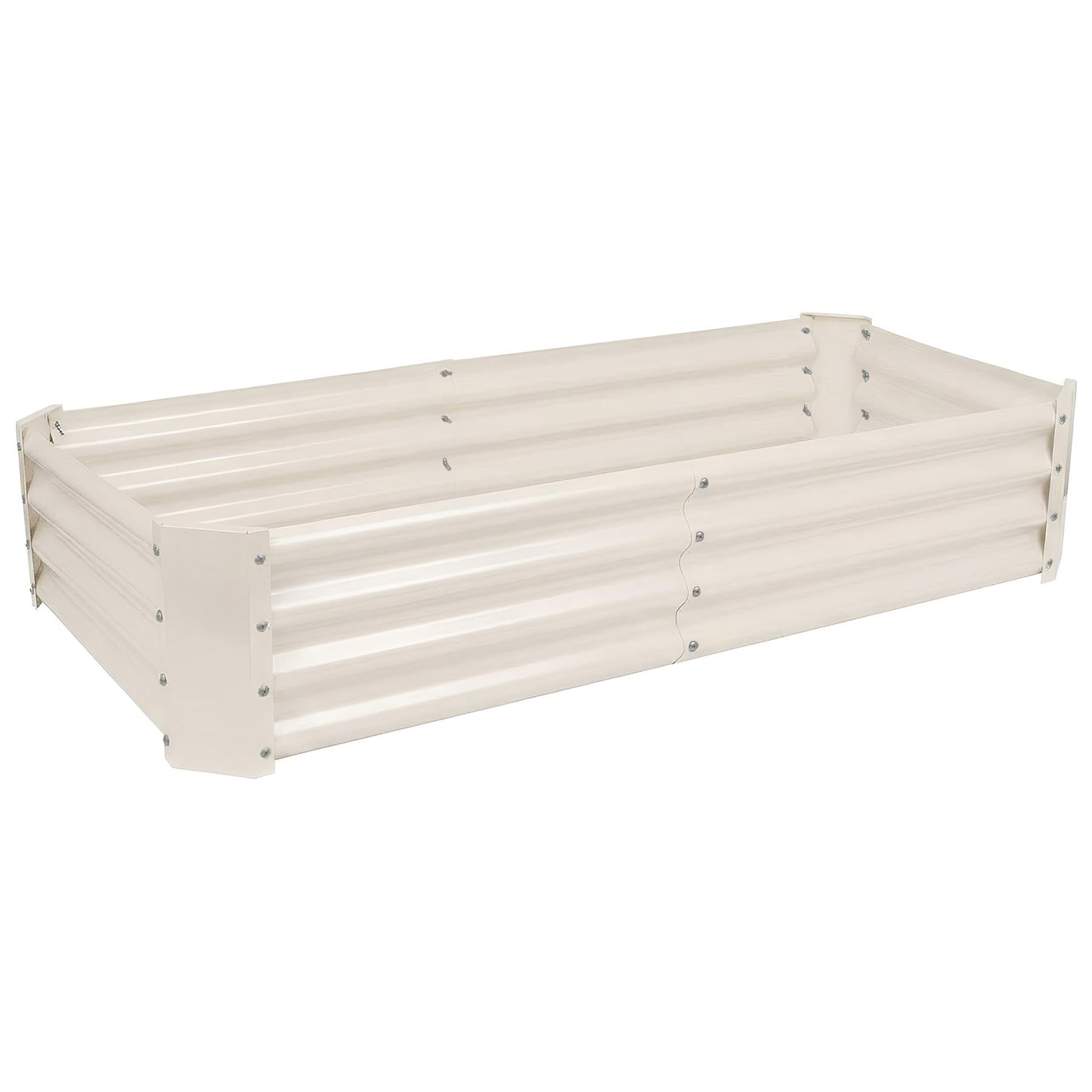 Harbour Housewares Raised Garden Bed - Ivory - 180 x 90cm - Rectangle - Bottomless Metal Raised Bed Galvanised Steel Planter Box for Growing Outdoor Plants, Vegetables, Flowers and Herbs