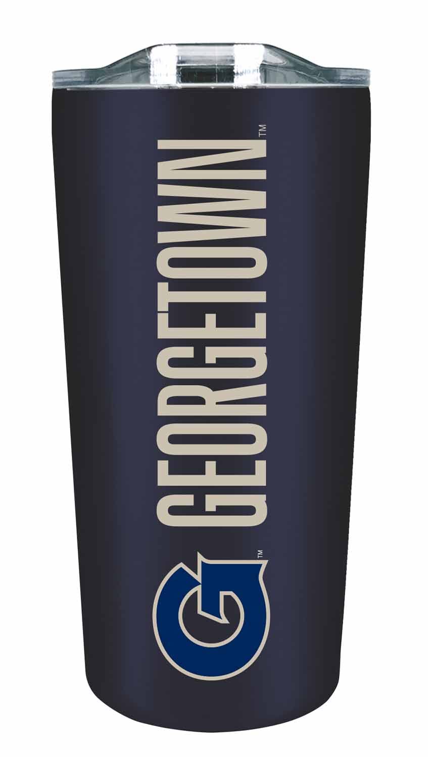 Campus Colors NCAA Stainless Steel Tumbler perfect for Gameday - 18 oz - Double Walled - Keeps Drinks Perfectly Insulated (Georgetown Hoyas - Navy)