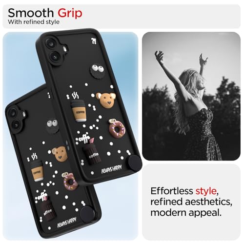 Image of Pikkme Back Cover for CMF by Nothing Phone 1 | Cute Fun Cartoon 3D Bear Silicone Full Body Protection Bumper Case (Black)
