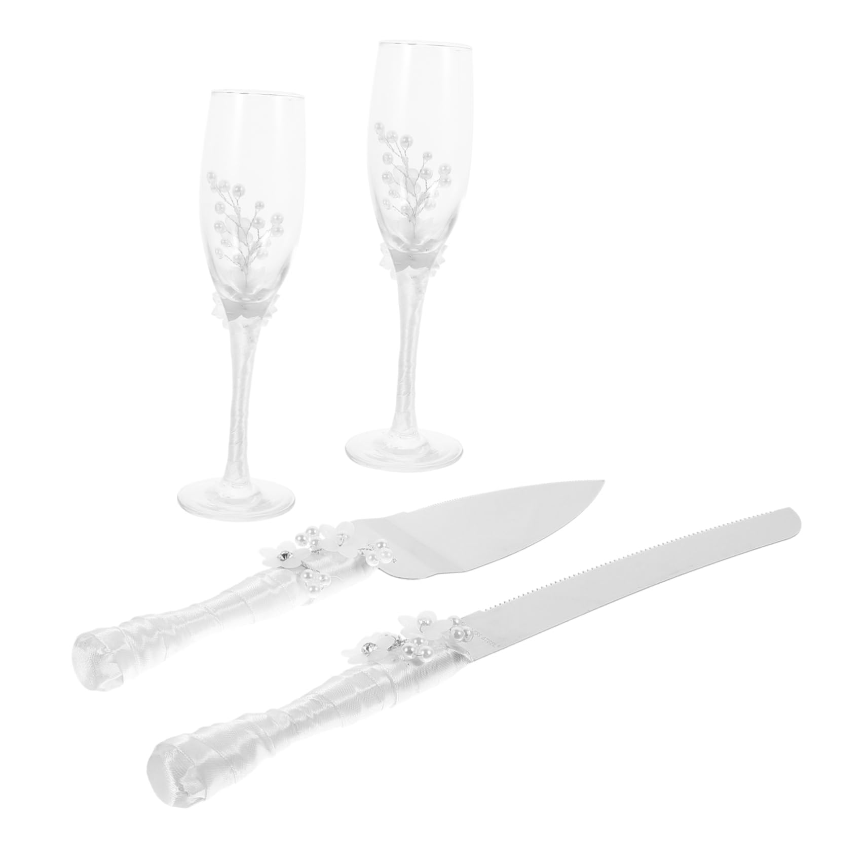 CIYODO Wedding Cake Cutting Tools Portable Spatula Rhinestone Flower Tableware Party Goblet Elegant Design