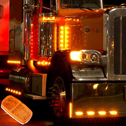 Vinauo Trailer Marker Led Clearance Lights, 14X Double Bullseye 7 Red & 7Amber 12 Led Side Marker Light Indicator 4X2 Inch Tiger Eye Surface Mount Taillights For Vehicles Truck Rv Camper #TOP3