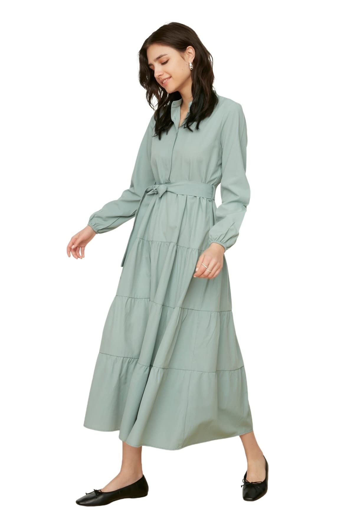 Trendyol Mädchen Khaki Women Design Maxi A-Line Regular Woven Dress