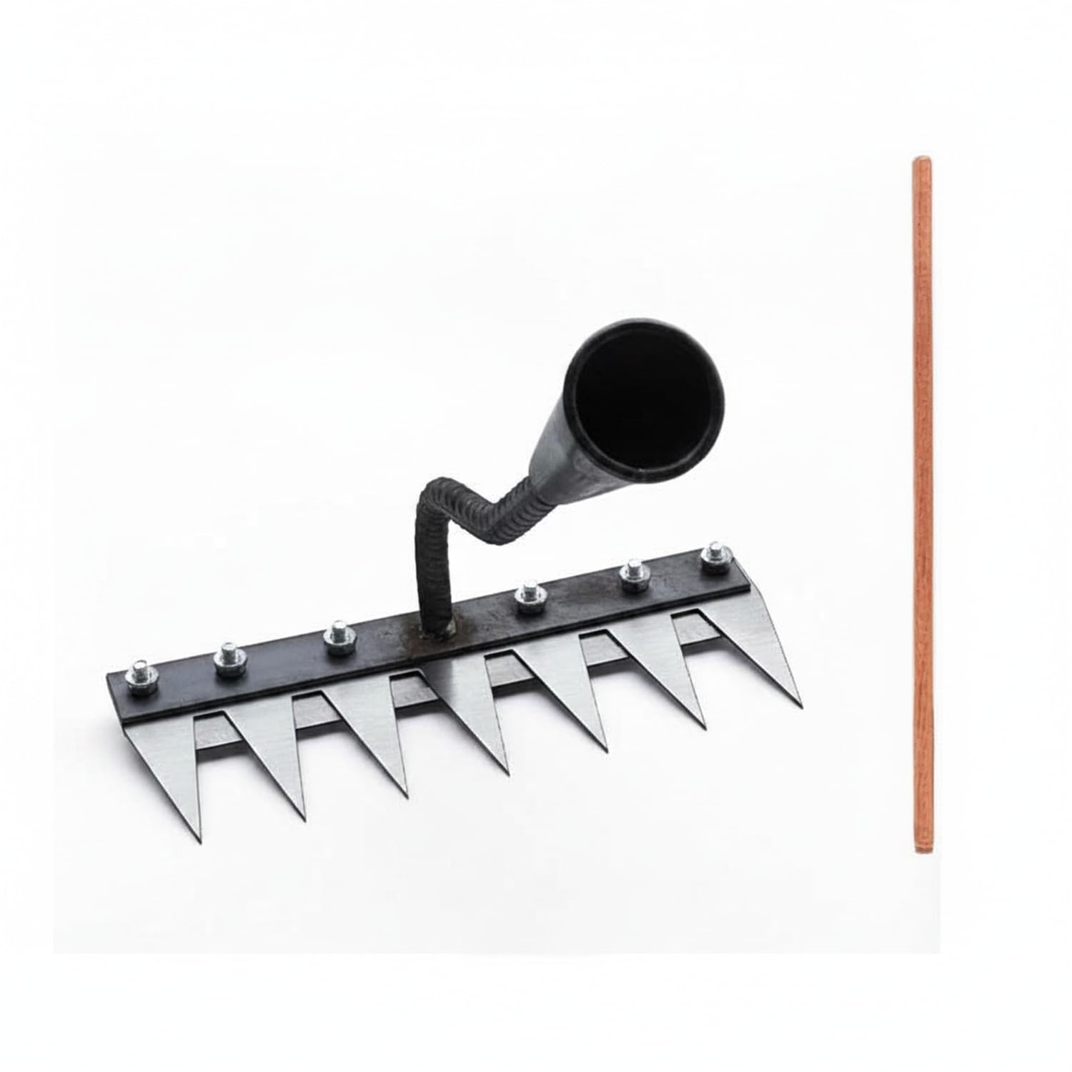 SOHNVWTGD Garden Hoe and Rake Set, Manganese Steel Hand Cultivator for Weeding and Soil Loosening, Wood Handle Tool for Raised Beds