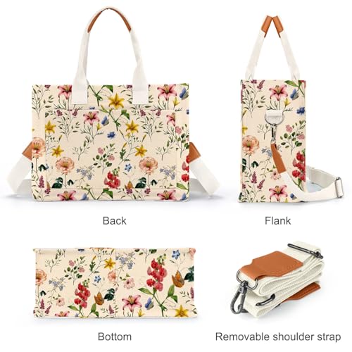 Bolso tote de lona para mujer con bolsillos y cruzado miniatura 6
