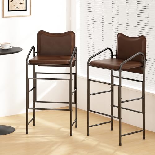 Opiniones y reviews de Mesa Con Taburetes los más solicitados. 46 GILLAS Set de 2 Bancos Altos para Barra, Juego de 2 Taburetes de Bar con Respaldo y Reposabrazos, 92 cm de Piel Sintética, Taburetes de Altura para Mostrador