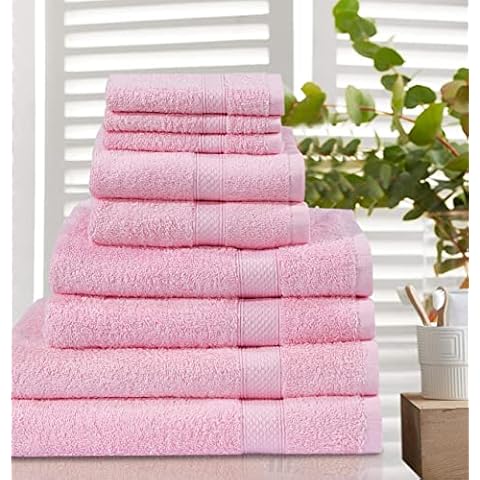 100% Woven Cotton Soft Plush and Fluffy 600 GSM Towel Bale Set 8 PCs (Pink) Cover
