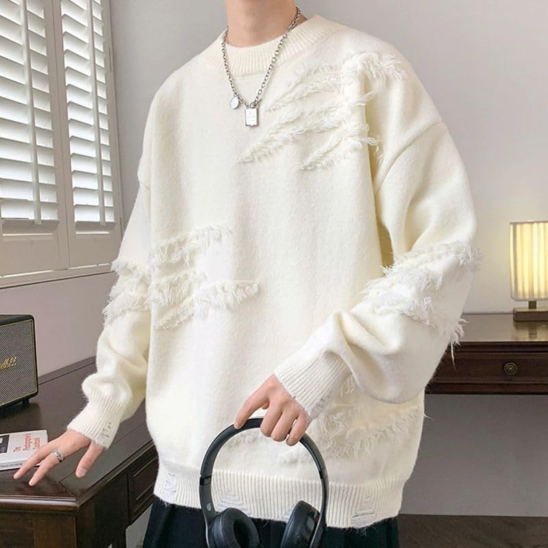 Men’s Stylish Round Neck Knit Sweater, Autumn and Winter, Loose Fit, Retro Design2
