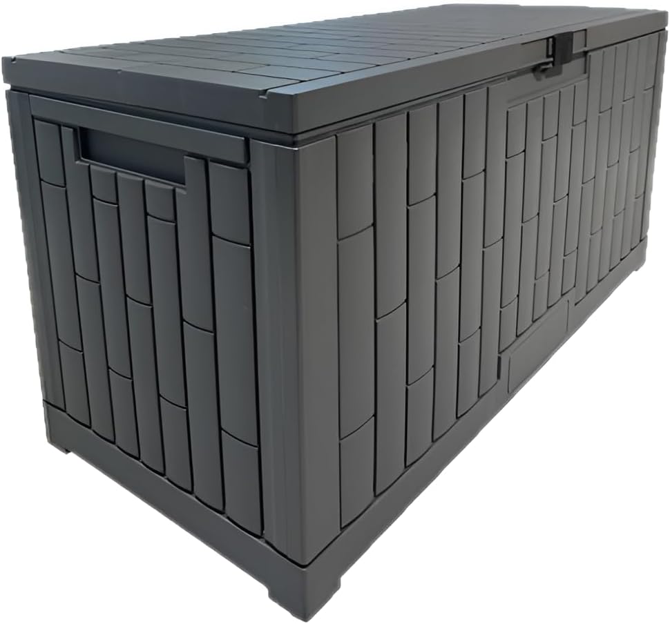 Outdoor Waterproof Storage Box | Patio Deck Box for Pool, Balcony & Garden | Stackable PP Cabinet with Hydraulic Rods & Lockable Lid for Camping, Garage & Outdoor Organization (804E)