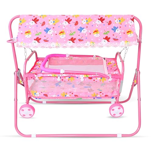 Image of AVANI METROBUZZ Small Baby Cradle with Wheels and Canopy, Foldable Design, Cortoon Pattern, for 0-6 Months Baby Boys and Girls