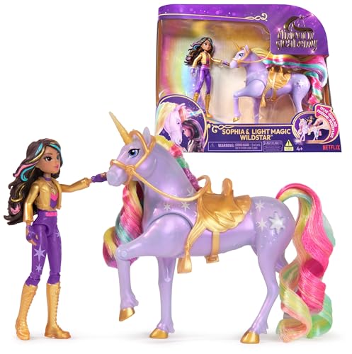 Unicorn Academy Set - Sophia und Licht-Magie Wildstar mit echter Mähne und Schweif sowie magischer Leuchtfunktion, ca. 12 cm große Originalfiguren zur beliebten Netflix Serie, für Kinder ab 4 Jahren Unicorn Academy Set - Sophia und Licht-Magie Wildstar mit echter Mähne und Schweif sowie magischer Leuchtfunktion, ca. 12 cm große Originalfiguren zur beliebten Netflix Serie, für Kinder ab 4 Jahren
