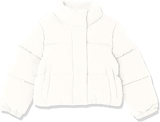 Amazon Essentials Girls and Toddlers' Cropped Full-Zip Puffer Jacket (Quilted Matte or Sherpa Fleece)