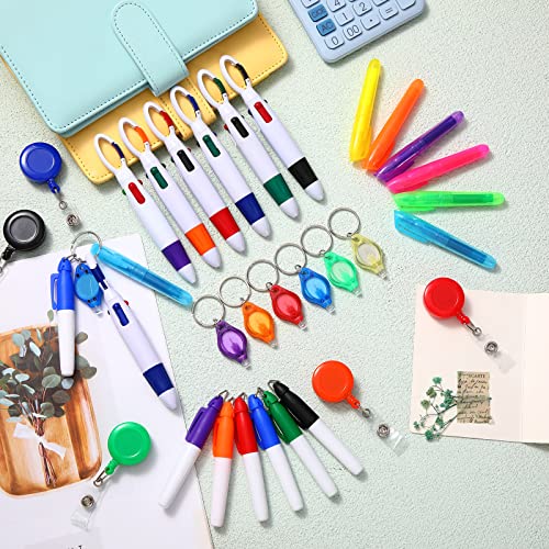 Kosiz 300 Pcs Nurse Pen Set Include 60 Retractable Shuttle Pens, 60 Mini Tip Highlighters, 60 Led Mini Keychain Flashlight, 60 Marker Pens, 60 Nurse Badge Clips For Office School Nurses Supplies #TOP3