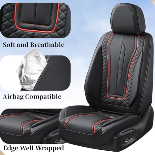 Image of Coverado Car Seat Covers, 2 Packs Front Seat Cover, Faux Leather Waterproof Seat Covers, Driver Seat Covers, Car Seat Protectors, Automotive Seat Covers Accessories Universal Fit Most Vehicles Black