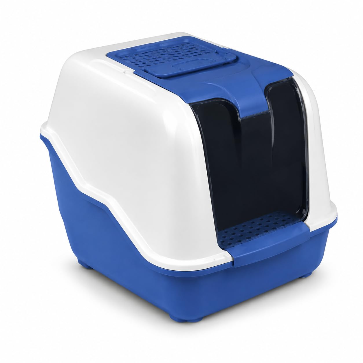 Lettiera per Gatti Chiusa XXL 66x49x50h cm con Filtro Carboni Attivi - Toilette Coperte Antiodore, Kit Omaggio Paletta Blu/Verde (Blu)