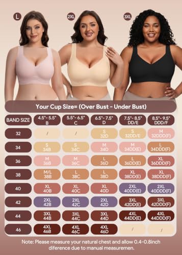 Image of HBselect Jelly Bras for Women Plus Size Pullover Wireless Full Coverage Bra | No Underwire, Push Up, Lift, Minimizer Bras, Wide Straps, Seamless T-shirt Everyday Bralette, For Older Women, Large Breast