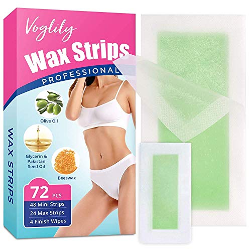 Hair Removal Wax Strips for Men & Women,72 Strips Waxing Kit for Arms,Legs,Underarm Hair,Eyebrow,Bikini,and Brazilian