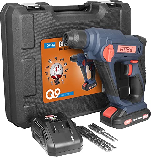 Güde 58508 BH 18-201-30K Akku Bohrhammer (18V E³ Akkusystem, 2.0Ah Li-Ionen Batterie, Koffer, 5x SDS Plus Bohrer) – Bild 7
