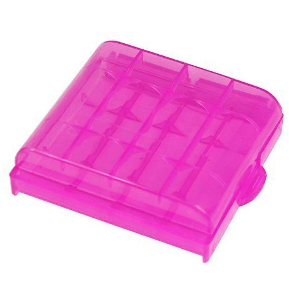 Battery Storage Box Battery Protection Box Battery Organizer Box Battery Case Aa to AAA Pink 1 Pcs