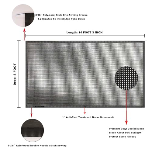 Image of RV Awning Mesh Sun Shade Screen for Motorhome Camper Trailer Sunshade