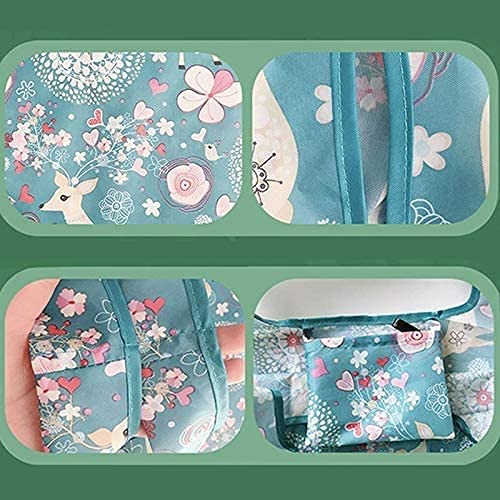 JQKA Pratici sacchetti per la spesa riutilizzabili borsa quadrata floreale pieghevole borsa per la spesa ambientale grande panno Oxford pesante 210D solido - Image 8