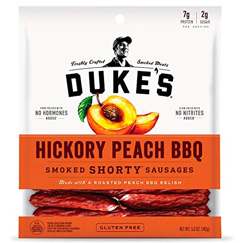 Duke's Pork Hickory Peach BBQ Smoked Shorty Sausages, 7g Protein Per Serving, 5 oz.