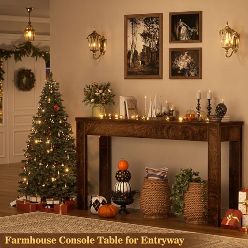 Image of Armocity Console Table, 47 inch Farmhouse Wood Entryway Table, Sofa Tables Narrow Long Behind Couch, Entry Table for Entrance, Hallway, Living Room, Cracked Oak